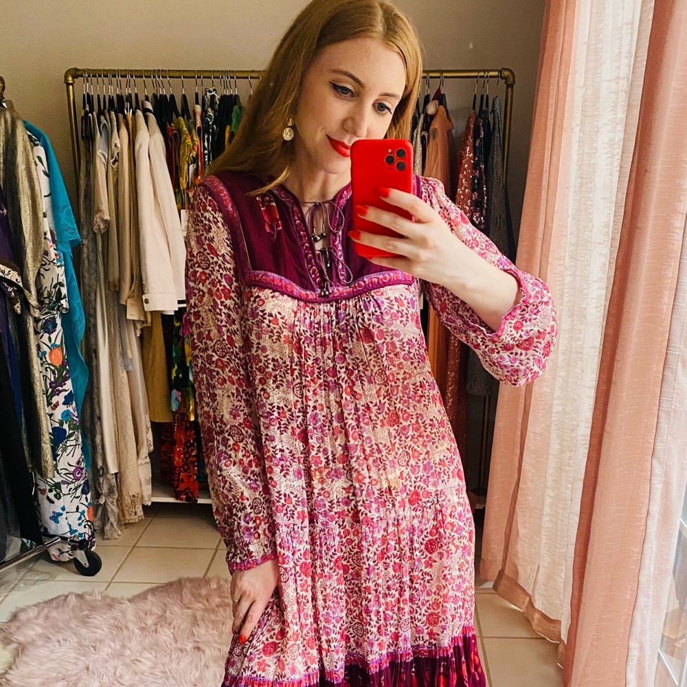 Vintage 1970s Indian Cotton Gauze Dress